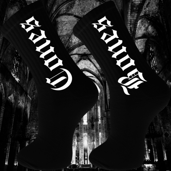 "guttural logo" white socks